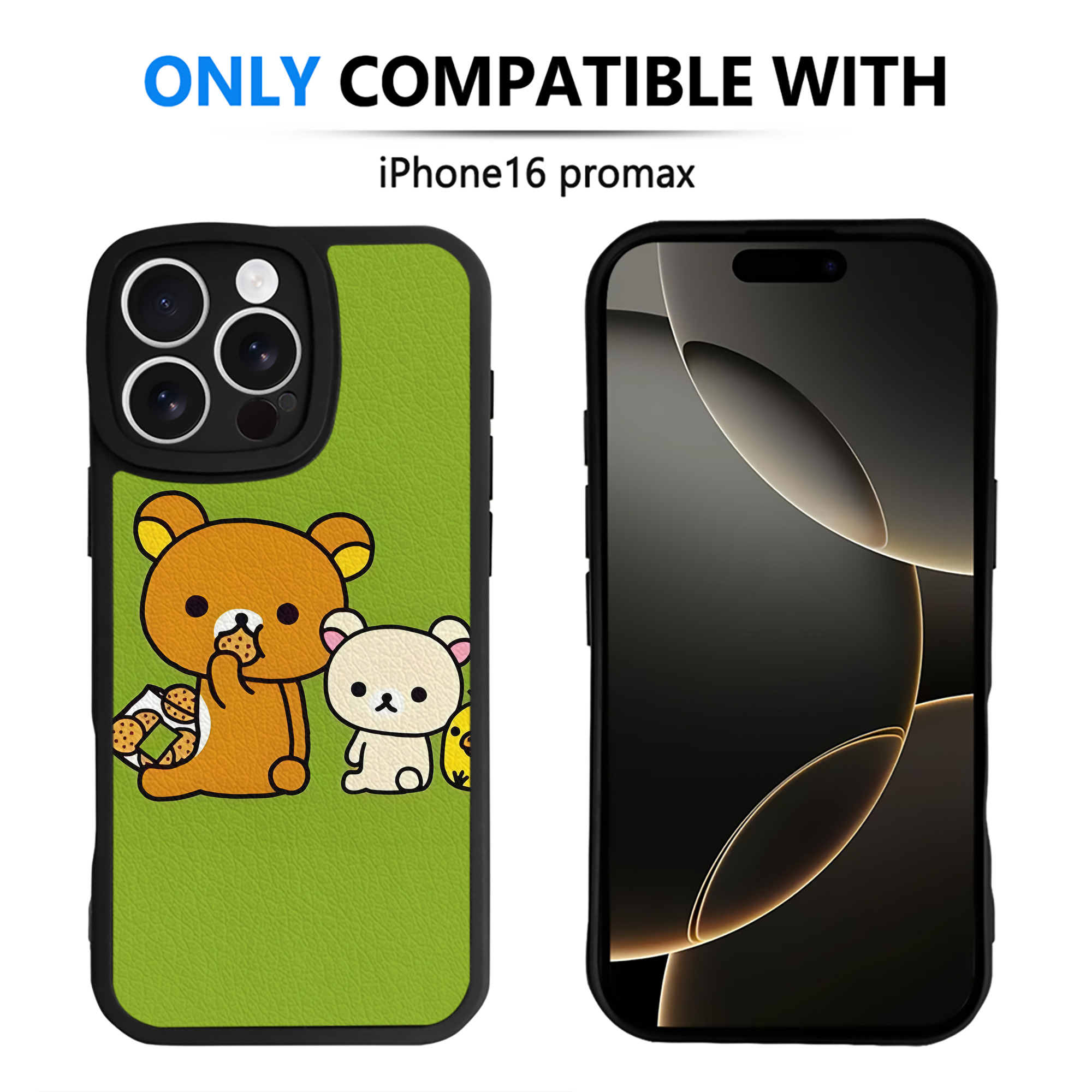 （画像用） リラックマ リラックマ キイロイトリ Rilakkuma Korilakkuma Kiiroitori 【iPhone 16シリーズ対応】シリコンスマホケース（レザー調） 材質：シリコン